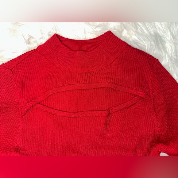 PLANET GOLD Womens Red Cut Out Long Sleeve
Turtle Neck Short Evening Body - Picture 6 of 14